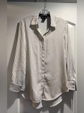 Rachel Zoe Cream and Black Striped Button-Front Blouse